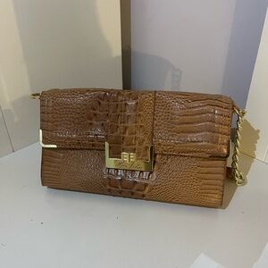 Marc Fisher Brown Crocodile Embossed Clutch